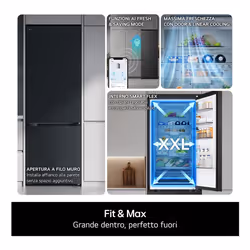LG GBBSJ20DEP Frigorifero combinato Fit & Max 60 cm | Classe D, 375 L | AI Inverter, Wi-Fi, Door Cooling, Total No Frost | Matte Black - Vista aggiuntiva 3