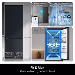 LG GBBSJ20EPY Frigorifero combinato Fit&Max 60cm, Classe E, 375L, AI Inverter, Prime Silver - Vista aggiuntiva 3