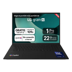 LG Gram 16ZD90T-G.AX88B laptop Intel Core Ultra 7 255H Computer portatile 40,6 cm (16") WQXGA 32 GB LPDDR5x-SDRAM 1 TB SSD Wi-Fi 7 (802.11be) FreeDOS Spagnolo Nero