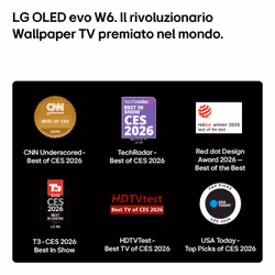 LG OLED evo AI Wallpaper TV 83'' W6 OLED77W69LA, 4K, spessore 9,9mm, True Wireless, Staffe filo muro SMART TV 2026 - Vista aggiuntiva 6