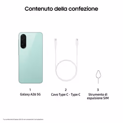 Samsung Galaxy A26 5G, con Funzioni intelligenti, Display Super AMOLED 6.7”, 6 GB RAM, 128GB, Batteria 5., memoria espandibile, Mint - Vista aggiuntiva 7