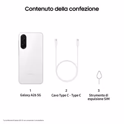 Samsung Galaxy A26 5G, con Funzioni intelligenti, Display Super AMOLED 6.7”, 6 GB RAM, 128GB, Batteria 5., memoria espandibile, White - Vista aggiuntiva 7