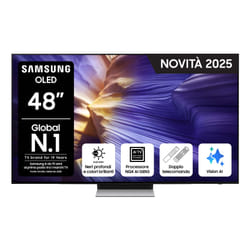 Samsung OLED AI TV 48" QE48S90FAEXZT 4K, Processore NQ4 AI Gen3, 4K AI Upscaling Pro, Schermo antiriflesso, OLED HDR, Dolby Atmos & OTS Lite, Laser Slim Design, Vision AI Smart TV, 2025