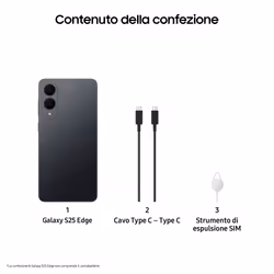 Samsung Galaxy S25 Edge, Smartphone AI, Display 6.7'' QHD+ Dynamic AMOLED 2X, Fotocamera 200MP, RAM 12GB, 256GB, 3.900 mAh, Titanium Jetblack - Vista aggiuntiva 6