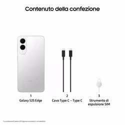 Samsung Galaxy S25 Edge, AI, Display 6.7'' QHD+ Dynamic AMOLED 2X, Fotocamera 200MP, RAM 12GB, 512GB, 3.900 mAh, Titanium Silver - Vista aggiuntiva 6