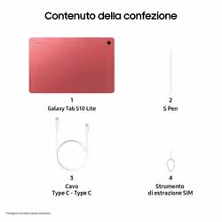 Samsung Galaxy Tab S10 Lite, Tablet Android, WiFi, 8GB RAM, 256GB, 10.9" Dispaly LCD, S Pen, Coral Red - Vista aggiuntiva 7