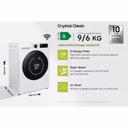 Samsung Lavasciuga Crystal Clean ‎9Kg + ‎6Kg WD90HG5U34BEET - Vista aggiuntiva 3