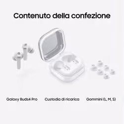 Samsung Galaxy Buds4 Pro, White, Corpo in metallo, Altoparlante a 2 vie e doppio amplificatore, Chiamate cristalline, Audio a 360°, ANC migliorata, Controllo adattivo del rumore, Connessione senza interruzioni e One UI, AI pronto ai comandi vocali - Vista aggiuntiva 8