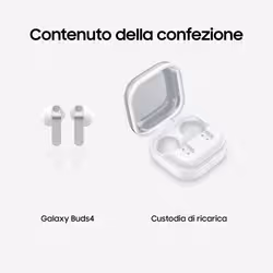 Samsung Galaxy Buds4, White, Corpo in metallo, Altoparlante a 1 via, equalizzatore adattivo, Chiamate cristalline, Audio a 360°, ANC, Controllo adattivo del rumore Connessione senza interruzioni e One UI, Galaxy AI pronto ai comandi vocali - Vista aggiuntiva 8