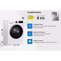 Samsung Asciugatrice Crystal EcoDry 8 Kg DV80DG52B0AEET - Vista aggiuntiva 3