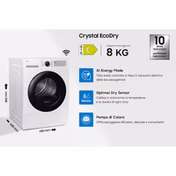 Samsung Asciugatrice Crystal EcoDry 8 Kg DV80DG52B0AHET - Vista aggiuntiva 3