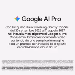 Samsung Galaxy Tab S12+, 5G, 12GB+256GB, Display 12.6", Gray, Galaxy AI, Batteria 11.600 Mah - Vista aggiuntiva 2