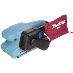 Potente levigatrice a nastro 9910 di Makita con motore da 650 watt e aspirazione automatica della polvere.Caratteristiche sal ...