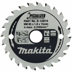 SPECIFICHE TECNICHE Diametro lama 85 mm Diametro del foro (diametro dell'albero) 15 mm Dimensioni Kerf 1,0 mm Numero di denti ...