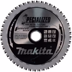 Makita B-69331 Lama Efficut TCT Sega Circolare 150x20mm • 48 Denti Kerf 1,1mm Metallo Acciaio inossidabile EFFICUT: più veloc ...