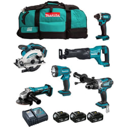 Makita - Kit DLX6104MX1 (DHP458 + DTD152 + DGA452 + DSS610 + DJR186 + DML185 + 3 x 4,0 Ah + DC18RC + LTX600)