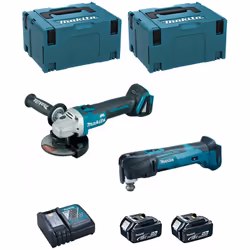 MAKITA Kit DLX2154TJ1 Mini-Smerigliatrice MAKITA DGA504 - Mini-Smerigliatrice da 18 V con motore brushless BL, prestazioni mi ...