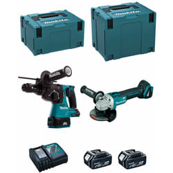 Makita - Kit DLX2125TJ1 (DGA504 + DHR243 + 2 x 5,0 Ah + DC18RC + makpac 3 + makpac 4)