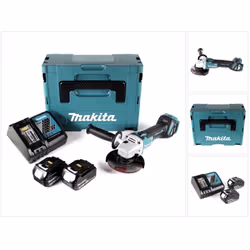 Dotazione: - 1x Makita DGA 511 Smerigliatrice angolare a batteria 18V - 2x Batterie Makita BL 1830 B 18 V - 3 Ah / 3000 mAh c ...