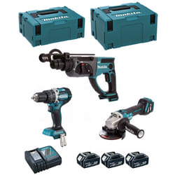 Makita - Kit DLX3093TJ (DGA513 + DHP484 + DHR202 + 3 x 5,0 Ah + DC18RC + makpac 2 + makpac 3)