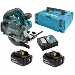 Makita - Sega circolare per metallo 18 v Li-Ion 5 Ah ø 150 mm 2 batterie, caricabatterie, valigetta - DCS553RTJ