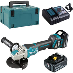 Makita - Smerigliatrice angolare a batteria 18V DGA519RTJ con 2x 5,0 Ah e caricabatterie in Makpac
