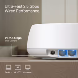 TP-Link DECO BE25(1-PACK) sistema Wi-Fi Mesh Dual-band (2.4 GHz/5 GHz) Wi-Fi 7 (802.11be) Bianco 2 Interno - Vista aggiuntiva 5