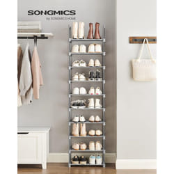 SONGMICS Scarpiera a 10 Ripiani Grande, Scaffale Portascarpe in Metallo, Fai da Te, Scaffale Salvaspazio e Versatile per Ingresso Soggiorno Camera da