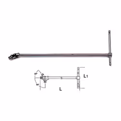 CHIAVE A T SNODATA ATTACCO QUADRO ATTACCO DA 1/4" LUNGHEZZA 450 MM Asta di manovra scorrevole ed estraibile - Corpo in acciai ...