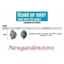 Alternatore 12360 same trattore motore dorado explorer golden 14volt 65 ampere
