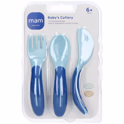 Mam Baby's Cutlery 6+ Maschio è un set di posate ergonomiche per bambini dai 6 mesi in su. Include un cucchiaio e una forchet ...