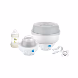 Lo Sterilizzatore Elettrico e Scaldabiberon Express di MAM include 6 funzioni innovative in un unico dispositivo: Soluzione s ...