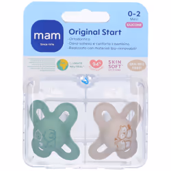 Mam Succhietto Original Start per Neonati 0-2 Mesi Silicone Neutro Confezione da 2 Pezzi