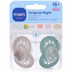 Mam Succhietto Original Night 16+ Silicone Neutro per Comfort 2 Pezzi