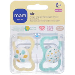 Mam Air Succhietto per Comfort Bambino 6+ Mesi Silicone Neutro 2 Pezzi