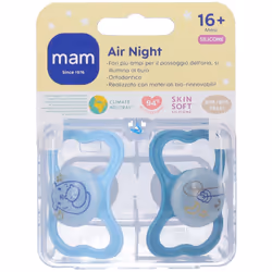 Mam Air Night Succhietto 16+ Mesi Silicone Maschio per Comfort 2 Pezzi
