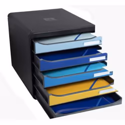 Exacompta Schubladenbox Bee Blue 5 fächer mehrfarbig für A4+ offene organizzatore per cassetto di scrivania Plastica Colori assortiti - Vista aggiuntiva 4