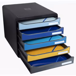 Exacompta Schubladenbox Bee Blue 5 fächer mehrfarbig für A4+ offene organizzatore per cassetto di scrivania Plastica Colori assortiti - Vista aggiuntiva 5