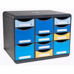 Exacompta 3137202D organizzatore per cassetto di scrivania Plastica Nero, Blu, Giallo - Vista aggiuntiva 6