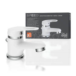 Eisl - NI075SCR-W Rubinetto da bagno, miscelatore da bagno, miscelatore monocomando per lavabo cromo/bianco