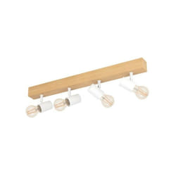 Eglo - townshend 3 plafoniera corpo in legno e 4 faretti mobili in metallo bianco 4X60W 33172
