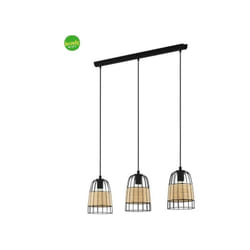 Eglo - Lampada Sospesa Anwick 3xE27 Nero Rattan