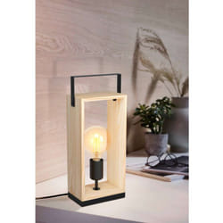 EGLO Famborough lampada da tavolo E27 40 W Nero, Legno