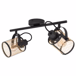EGLO Dellow, Faretto d'illuminazione da superficie, E27, 2 lampadina(e), 220-240 V, Nero, Ottone