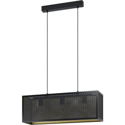 Eglo - Lampadario a Sospensione Vintage Sallicano Acciaio Nero Oro 3 Luci E27