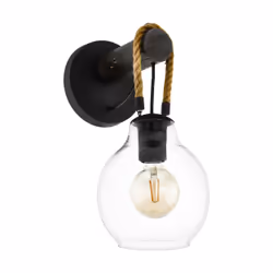 EGLO RODING, Superficie, Sfera, 1 lampadina(e), E27, IP20, Nero, Marrone, Trasparente