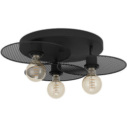 Eglo - Plafoniera Vintage Ikeston Acciaio Nero 3 Luci E27