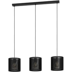 Lampadario A Sospensione Vintage Manby Acciaio Nero 3 Luci E27