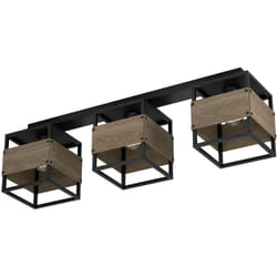 Eglo - Plafoniera Vintage Evesham Acciaio Nero 3 Luci E27