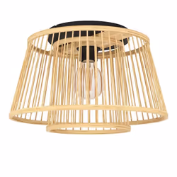 EGLO Deckenleuchte Hykeham E27 Bambus/schwarz, 1 lampadina(e), E27, IP20, Nero, Naturale